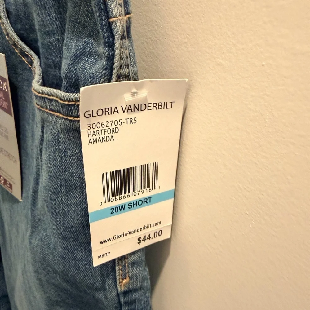 NWT Gloria Vanderbilt Amanda Jeans 20W Short Tapered Classic Rise Stretch Denim